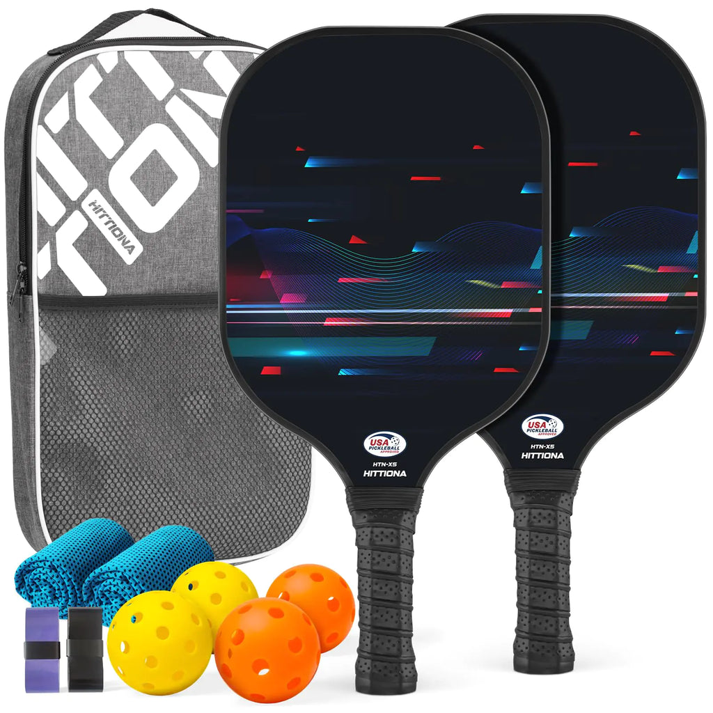 Beginners Pickleball Paddles Set of 2 (USAPA Approved) including 4 Pickleball Balls & 1 Pickleball Bag