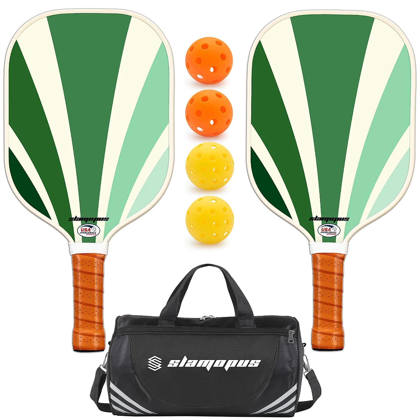 Green Multicolored Pickleball Paddles Set of 2 Rackets (USAPA Approved) Great Paddle for Beginners and Pros